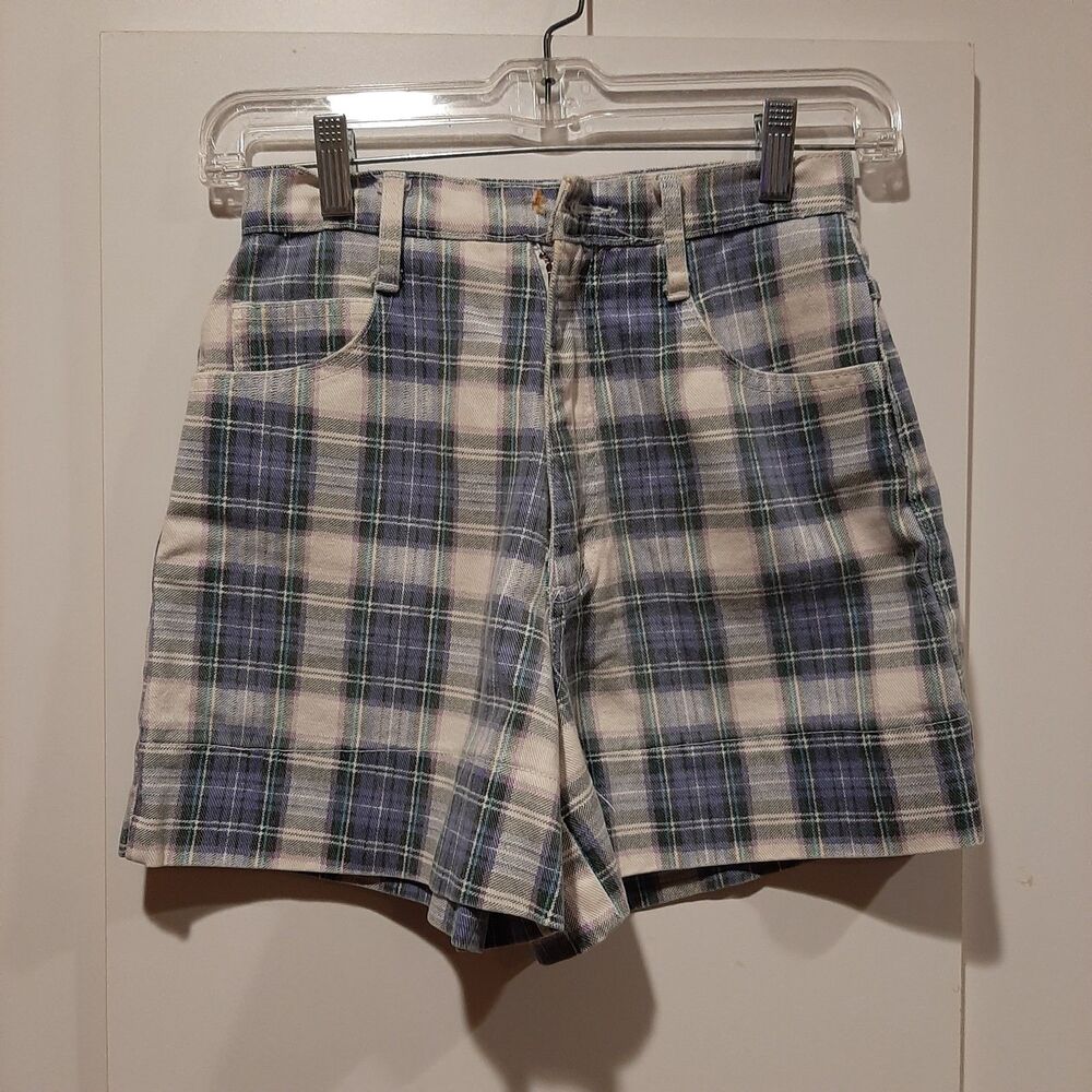 Vintage Stone Gear Womens Shorts High-Waisted Plaid NO BUTTON NO CARE TAG